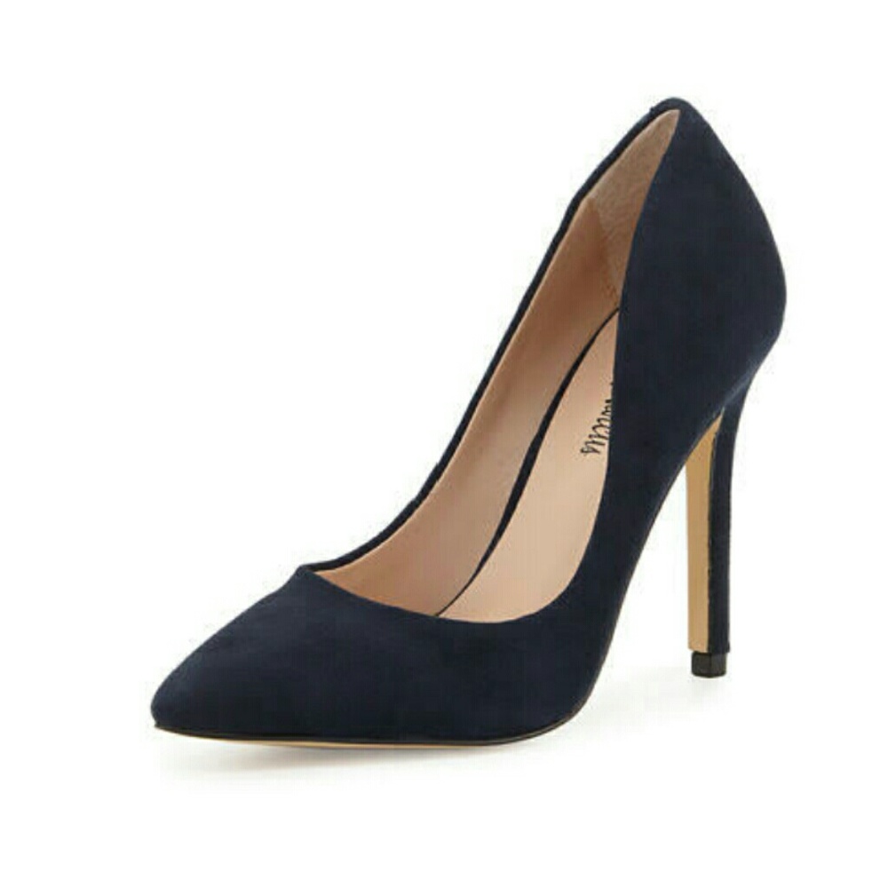Neiman Marcus Prestige Navy Suede Pump